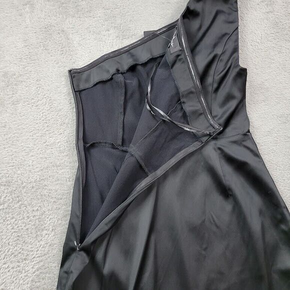 Lulus Dress Womens‎ Small Black Satin Sheath Bodycon Evening Cold Shoulder - Picture 12 of 16